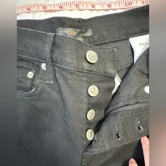 NWT MAJE High Waisted Black Jeans With Split at the Front Size Small - Picture 8 of 12